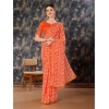 Generic Women's Zomto Printed Saree With Unstitched Blouse (Peach, 5-6 Mtrs)
