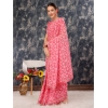 Generic Women's Zomto Printed Saree With Unstitched Blouse (Pink, 5-6 Mtrs)