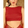 Generic Women's Zomto Bandhini Saree With Unstitched Blouse (Red, 5-6 Mtrs)