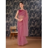 Generic Women's Linen Line Saree With Unstitched Blouse (Purple, 5-6 Mtrs)