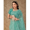 Generic Women's Linen Gola Printed Saree With Unstitched Blouse (Turquoise Green, 5-6 Mtrs)