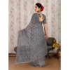Generic Women's Linen Zig Zag Saree With Unstitched Blouse (Grey, 5-6 Mtrs)