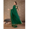 Generic Women's Vichitra Plain Saree With Unstitched Blouse (Green, 5-6 Mtrs)