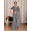 Generic Women's Linen Line Saree With Unstitched Blouse (Grey, 5-6 Mtrs)