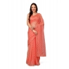 Generic Women's Linen Line Saree With Unstitched Blouse (Orange, 5-6 Mtrs)