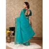 Generic Women's Vichitra Swiroshki Butta Saree With Unstitched Blouse (Turquoise Blue, 5-6 Mtrs)