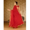 Generic Women's Vichitra Swiroshki Butta Saree With Unstitched Blouse (Red, 5-6 Mtrs)