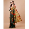 Generic Women's PC Vichitra Floral Printed Saree With Unstitched Blouse (Multicolor, 5-6 Mtrs)
