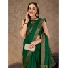 Generic Women's Vichitra Swiroshki Butta Saree With Unstitched Blouse (Green, 5-6 Mtrs)