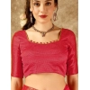 Generic Women's Vichitra Swiroshki Butta Saree With Unstitched Blouse (Pink, 5-6 Mtrs)