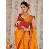 Generic Women's Vichitra Swiroshki Butta Saree With Unstitched Blouse (Yellow, 5-6 Mtrs)