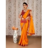 Generic Women's Vichitra Swiroshki Butta Saree With Unstitched Blouse (Yellow, 5-6 Mtrs)