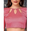 Generic Women's Chiffon Fabric Line Saree With Unstitched Blouse (Pink, 5-6 Mtrs)