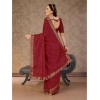 Generic Women's Vichitra Bandhini Saree With Unstitched Blouse (Maroon, 5-6 Mtrs)