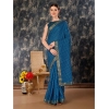 Generic Women's Vichitra Bandhini Saree With Unstitched Blouse (Blue, 5-6 Mtrs)