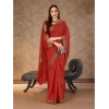 Generic Women's Vichitra Bandhini Saree With Unstitched Blouse (Maroon, 5-6 Mtrs)