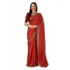Generic Women's Vichitra Bandhini Saree With Unstitched Blouse (Maroon, 5-6 Mtrs)