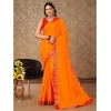 Generic Women's Vichitra Bandhini Saree With Unstitched Blouse (Yellow, 5-6 Mtrs)