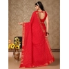 Generic Women's Vichitra Bandhini Saree With Unstitched Blouse (Red, 5-6 Mtrs)