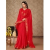 Generic Women's Vichitra Bandhini Saree With Unstitched Blouse (Red, 5-6 Mtrs)