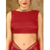Generic Women's Zomto Patta Chiffon Saree With Unstitched Blouse (Red, 5-6 Mtrs)