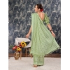 Generic Women's Chiffon Fabric Line Saree With Unstitched Blouse (Green, 5-6 Mtrs)