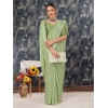 Generic Women's Chiffon Fabric Line Saree With Unstitched Blouse (Green, 5-6 Mtrs)