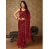 Generic Women's Zomto Laheriya Saree With Unstitched Blouse (Maroon, 5-6 Mtrs)