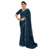 Generic Women's Zomto Laheriya Saree With Unstitched Blouse (Blue, 5-6 Mtrs)