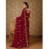 Generic Women's Zomto Patta Chiffon Saree With Unstitched Blouse (Maroon, 5-6 Mtrs)