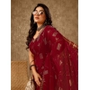 Generic Women's Zomto Patta Chiffon Saree With Unstitched Blouse (Maroon, 5-6 Mtrs)