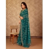 Generic Women's Zomto Zig Zag Saree With Unstitched Blouse (Teal Blue, 5-6 Mtrs)
