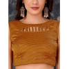 Generic Women's Chiffon Fabric Line Saree With Unstitched Blouse (Mustard, 5-6 Mtrs)