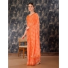 Generic Women's Zomto Checked Saree With Unstitched Blouse (Peach, 5-6 Mtrs)