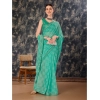 Generic Women's Zomto Checked Saree With Unstitched Blouse (Rama Green, 5-6 Mtrs)