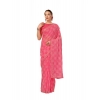 Generic Women's Zomto Checked Saree With Unstitched Blouse (Pink, 5-6 Mtrs)