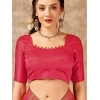 Generic Women's Zomto Zig Zag Saree With Unstitched Blouse (Pink, 5-6 Mtrs)
