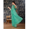 Generic Women's Zomto Printed Saree With Unstitched Blouse (Turquoise Green, 5-6 Mtrs)