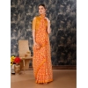 Generic Women's Zomto Printed Saree With Unstitched Blouse (Light Orange, 5-6 Mtrs)