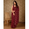 Generic Women's Zomto Bandhini Saree With Unstitched Blouse (Maroon, 5-6 Mtrs)