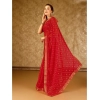 Generic Women's Zomto Bandhini Saree With Unstitched Blouse (Red, 5-6 Mtrs)
