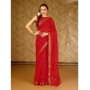 Generic Women's Zomto Bandhini Saree With Unstitched Blouse (Red, 5-6 Mtrs)