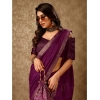 Generic Women's Vichitra Swiroshki Butta Saree With Unstitched Blouse (Wine, 5-6 Mtrs)