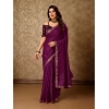 Generic Women's Vichitra Swiroshki Butta Saree With Unstitched Blouse (Wine, 5-6 Mtrs)