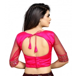 Generic Women's Phantom Silk Embroidery Readymade Blouse (Pink, Size: Free Size)