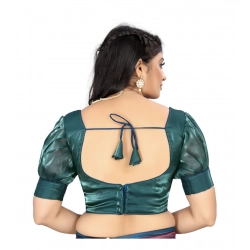 Generic Women's Organza Plain Readymade Blouse (Marine Teal, Size: Free Size)