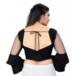 Generic Women's Organza Embroidery Readymade Blouse (Black, Size: Free Size)