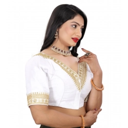 Generic Women's Banglory Embroidery Readymade Blouse (White, Size: Free Size)