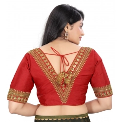 Generic Women's Banglory Embroidery Readymade Blouse (Red, Size: Free Size)