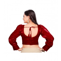 Generic Women's Organza Plain Readymade Blouse (Maroon, Size: Free Size)